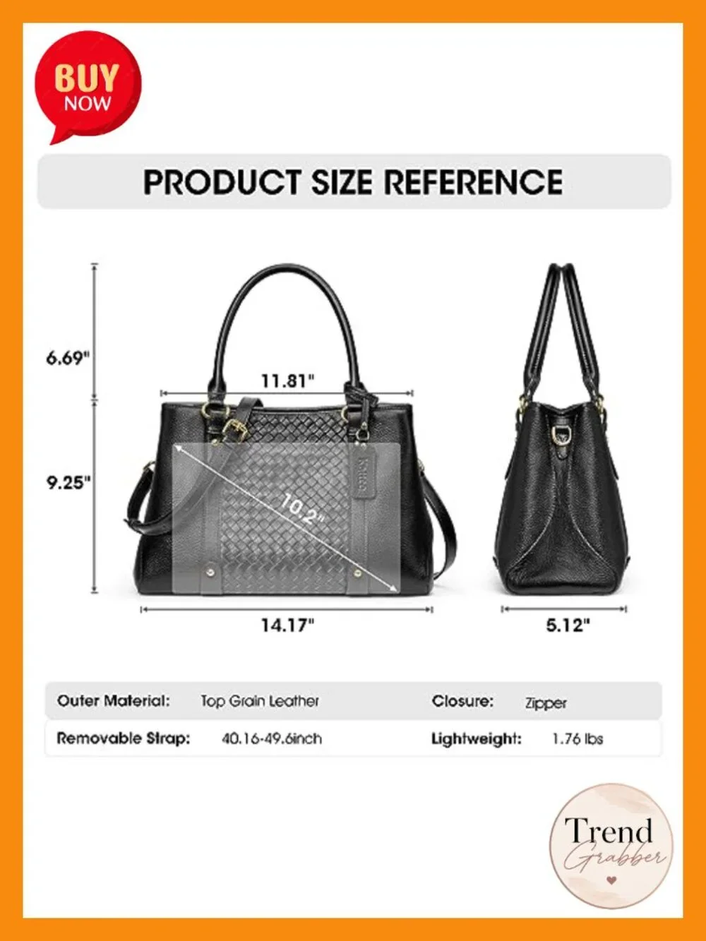 Kattee Leather Satchel Handbag Crossbody Totes Gold Hardware